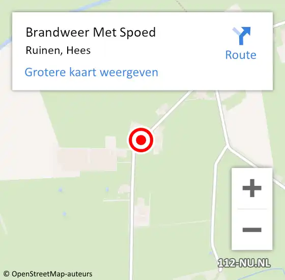 Locatie op kaart van de 112 melding: Brandweer Met Spoed Naar Ruinen, Hees op 15 juni 2021 18:23