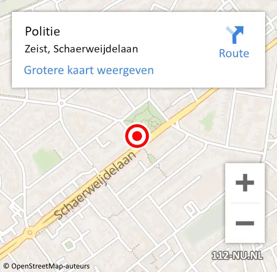 Locatie op kaart van de 112 melding: Politie Zeist, Schaerweijdelaan op 15 juni 2021 18:31