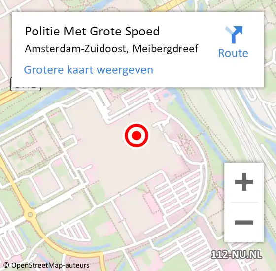 Locatie op kaart van de 112 melding: Politie Met Grote Spoed Naar Amsterdam-Zuidoost, Meibergdreef op 15 juni 2021 18:32