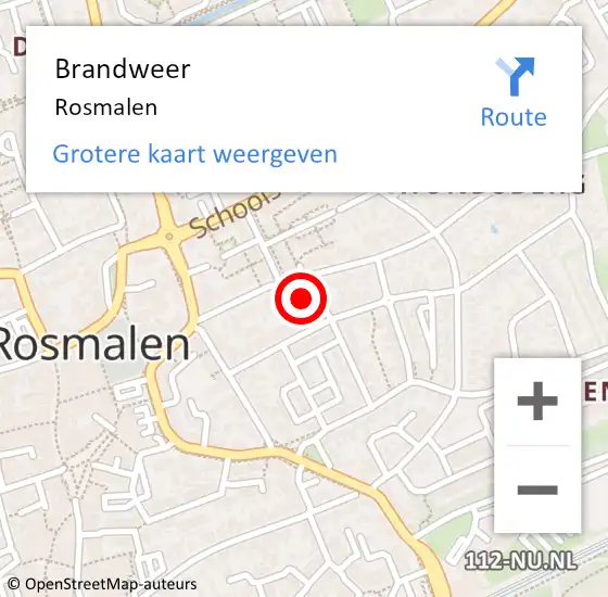 Locatie op kaart van de 112 melding: Brandweer Rosmalen op 15 juni 2021 18:54