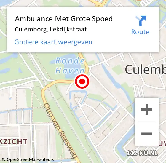 Locatie op kaart van de 112 melding: Ambulance Met Grote Spoed Naar Culemborg, Lekdijkstraat op 15 juni 2021 18:56