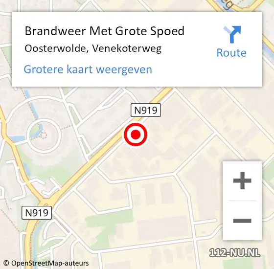 Locatie op kaart van de 112 melding: Brandweer Met Grote Spoed Naar Oosterwolde, Venekoterweg op 15 juni 2021 19:11