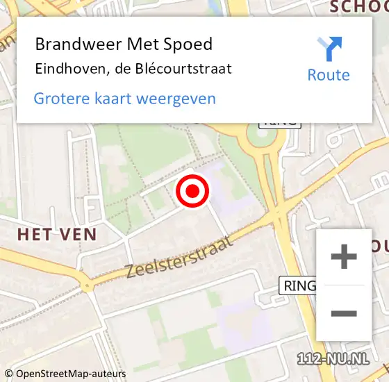 Locatie op kaart van de 112 melding: Brandweer Met Spoed Naar Eindhoven, de Blécourtstraat op 15 juni 2021 19:21