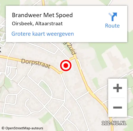 Locatie op kaart van de 112 melding: Brandweer Met Spoed Naar Oirsbeek, Altaarstraat op 15 juni 2021 19:27