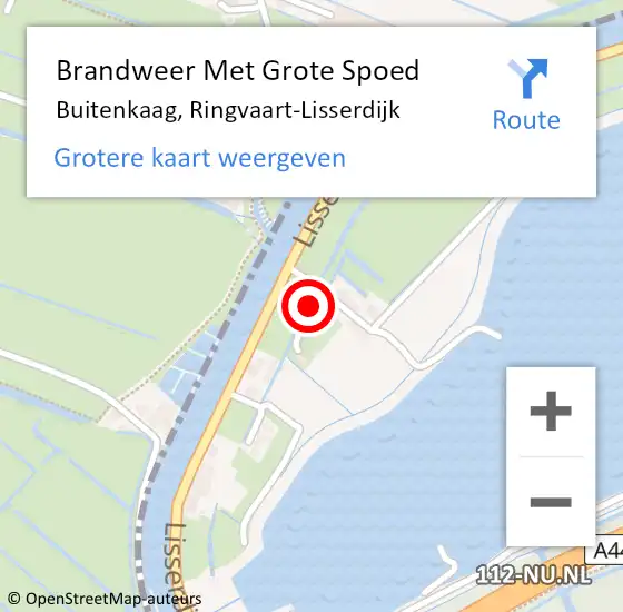 Locatie op kaart van de 112 melding: Brandweer Met Grote Spoed Naar Buitenkaag, Ringvaart-Lisserdijk op 15 juni 2021 19:33