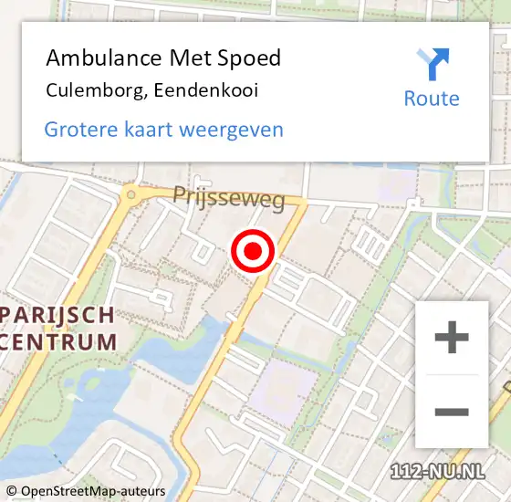 Locatie op kaart van de 112 melding: Ambulance Met Spoed Naar Culemborg, Eendenkooi op 15 juni 2021 19:37