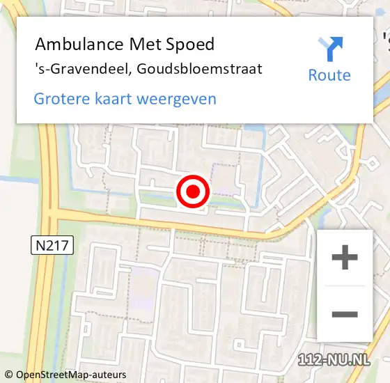 Locatie op kaart van de 112 melding: Ambulance Met Spoed Naar 's-Gravendeel, Goudsbloemstraat op 15 juni 2021 19:38