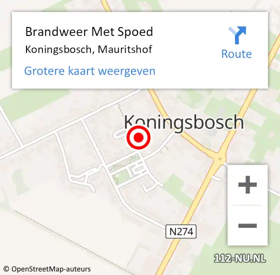 Locatie op kaart van de 112 melding: Brandweer Met Spoed Naar Koningsbosch, Mauritshof op 15 juni 2021 19:50