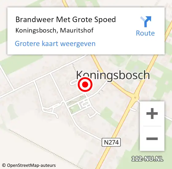 Locatie op kaart van de 112 melding: Brandweer Met Grote Spoed Naar Koningsbosch, Mauritshof op 15 juni 2021 19:52