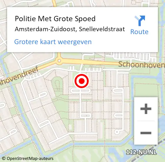 Locatie op kaart van de 112 melding: Politie Met Grote Spoed Naar Amsterdam-Zuidoost, Snelleveldstraat op 15 juni 2021 19:53