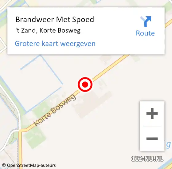 Locatie op kaart van de 112 melding: Brandweer Met Spoed Naar 't Zand, Korte Bosweg op 15 juni 2021 19:58
