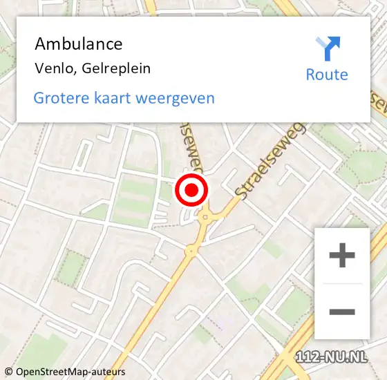 Locatie op kaart van de 112 melding: Ambulance Venlo, Gelreplein op 13 juni 2014 12:23