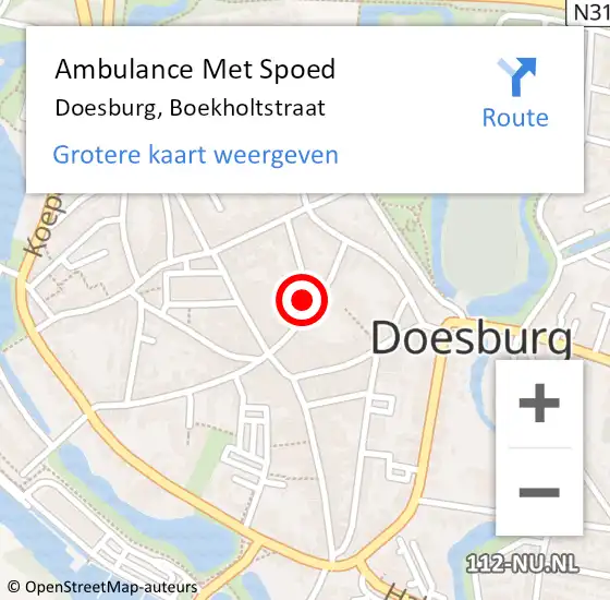 Locatie op kaart van de 112 melding: Ambulance Met Spoed Naar Doesburg, Boekholtstraat op 15 juni 2021 20:05