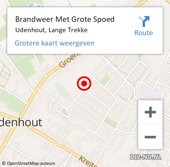 Locatie op kaart van de 112 melding: Brandweer Met Grote Spoed Naar Udenhout, Lange Trekke op 15 juni 2021 20:06