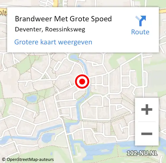 Locatie op kaart van de 112 melding: Brandweer Met Grote Spoed Naar Deventer, Roessinksweg op 15 juni 2021 20:28