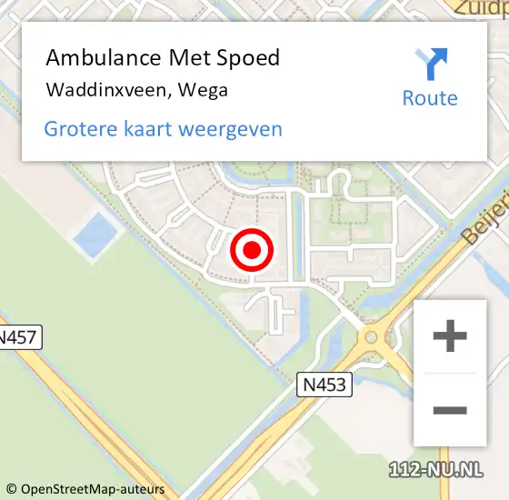 Locatie op kaart van de 112 melding: Ambulance Met Spoed Naar Waddinxveen, Wega op 15 juni 2021 20:43