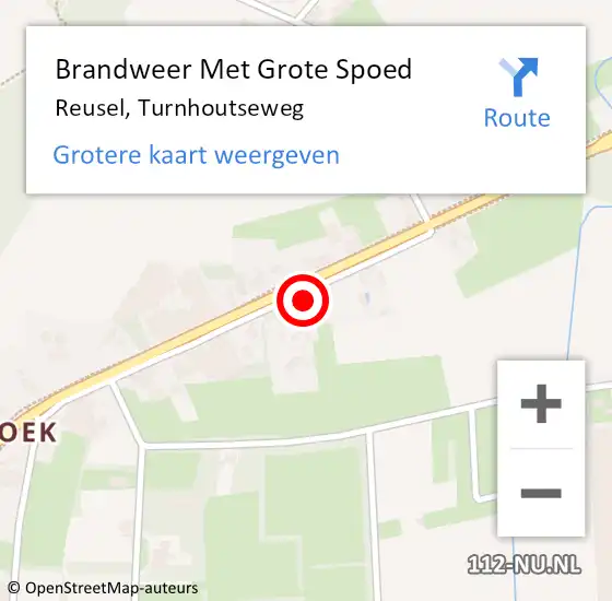 Locatie op kaart van de 112 melding: Brandweer Met Grote Spoed Naar Reusel, Turnhoutseweg op 15 juni 2021 21:17