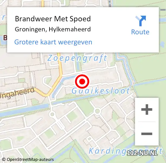 Locatie op kaart van de 112 melding: Brandweer Met Spoed Naar Groningen, Hylkemaheerd op 13 juni 2014 12:29