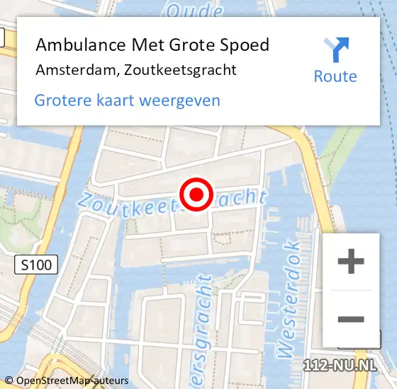 Locatie op kaart van de 112 melding: Ambulance Met Grote Spoed Naar Amsterdam, Zoutkeetsgracht op 15 juni 2021 21:29