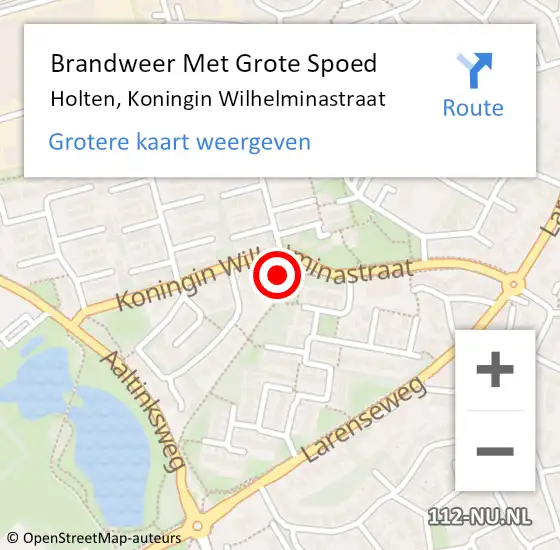 Locatie op kaart van de 112 melding: Brandweer Met Grote Spoed Naar Holten, Koningin Wilhelminastraat op 15 juni 2021 21:40