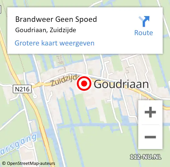 Locatie op kaart van de 112 melding: Brandweer Geen Spoed Naar Goudriaan, Zuidzijde op 15 juni 2021 21:43