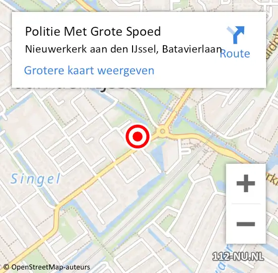 Locatie op kaart van de 112 melding: Politie Met Grote Spoed Naar Nieuwerkerk aan den IJssel, Batavierlaan op 15 juni 2021 21:43