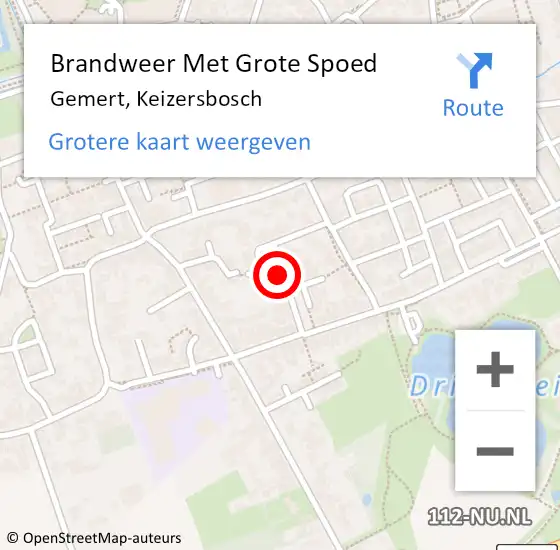 Locatie op kaart van de 112 melding: Brandweer Met Grote Spoed Naar Gemert, Keizersbosch op 15 juni 2021 21:55