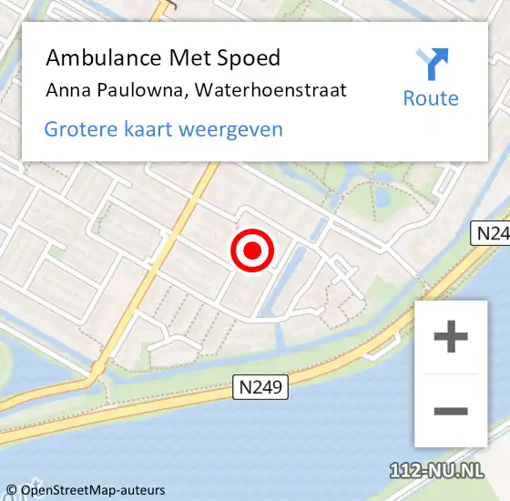 Locatie op kaart van de 112 melding: Ambulance Met Spoed Naar Anna Paulowna, Waterhoenstraat op 15 juni 2021 21:58