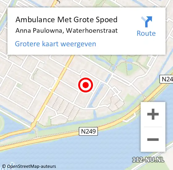 Locatie op kaart van de 112 melding: Ambulance Met Grote Spoed Naar Anna Paulowna, Waterhoenstraat op 15 juni 2021 21:59