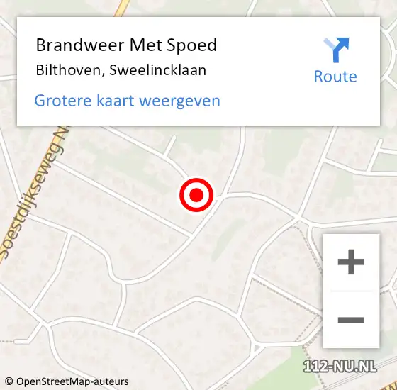 Locatie op kaart van de 112 melding: Brandweer Met Spoed Naar Bilthoven, Sweelincklaan op 15 juni 2021 22:22