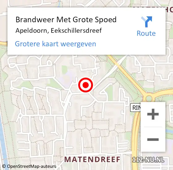 Locatie op kaart van de 112 melding: Brandweer Met Grote Spoed Naar Apeldoorn, Eekschillersdreef op 15 juni 2021 22:30