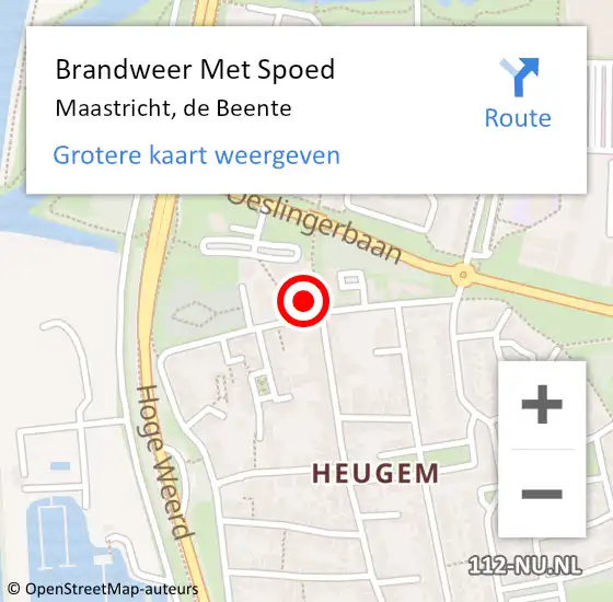 Locatie op kaart van de 112 melding: Brandweer Met Spoed Naar Maastricht, de Beente op 15 juni 2021 22:35