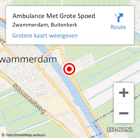 Locatie op kaart van de 112 melding: Ambulance Met Grote Spoed Naar Zwammerdam, Buitenkerk op 15 juni 2021 22:41