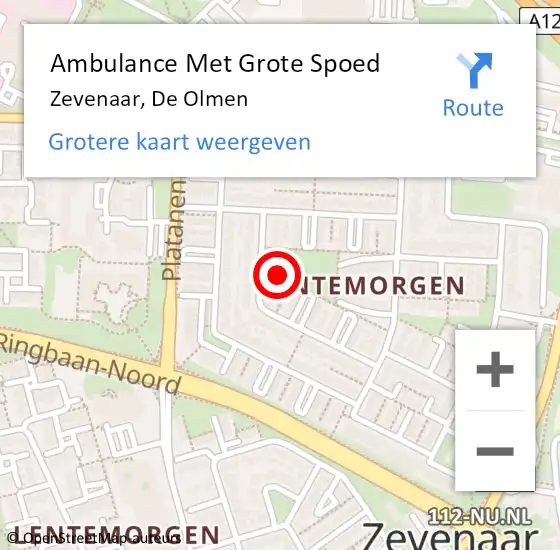 Locatie op kaart van de 112 melding: Ambulance Met Grote Spoed Naar Zevenaar, De Olmen op 15 juni 2021 22:43