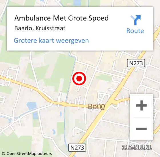 Locatie op kaart van de 112 melding: Ambulance Met Grote Spoed Naar Baarlo, Kruisstraat op 13 juni 2014 12:35