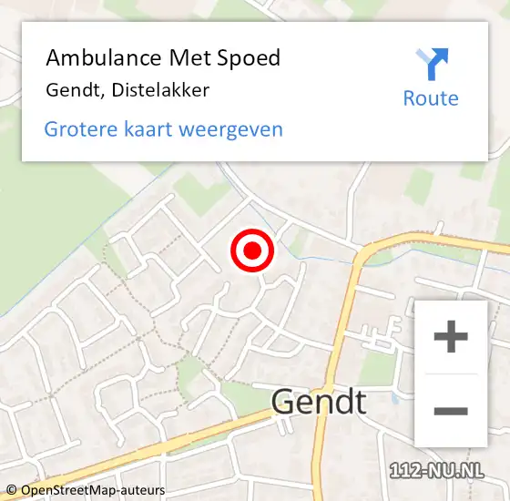 Locatie op kaart van de 112 melding: Ambulance Met Spoed Naar Gendt, Distelakker op 15 juni 2021 22:44