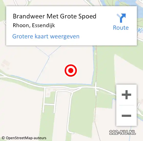 Locatie op kaart van de 112 melding: Brandweer Met Grote Spoed Naar Rhoon, Essendijk op 15 juni 2021 22:47