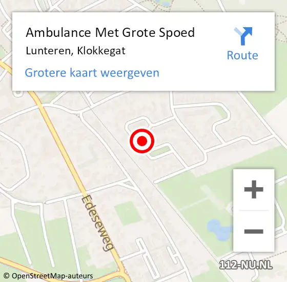 Locatie op kaart van de 112 melding: Ambulance Met Grote Spoed Naar Lunteren, Klokkegat op 15 juni 2021 23:14