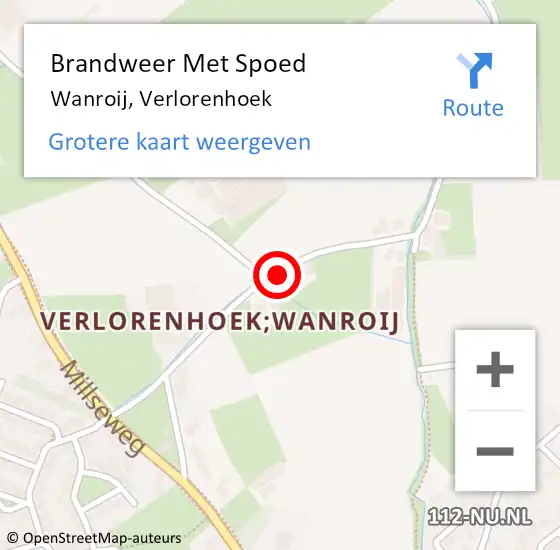 Locatie op kaart van de 112 melding: Brandweer Met Spoed Naar Wanroij, Verlorenhoek op 15 juni 2021 23:17