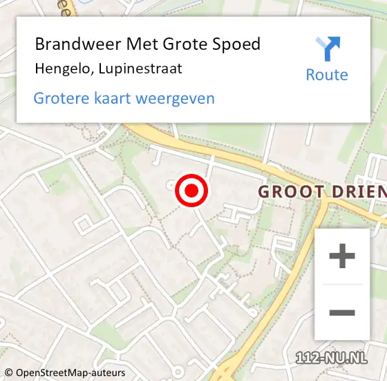 Locatie op kaart van de 112 melding: Brandweer Met Grote Spoed Naar Hengelo, Lupinestraat op 15 juni 2021 23:20