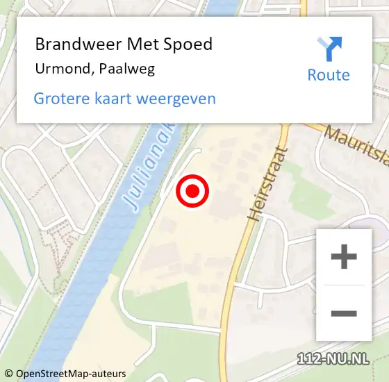 Locatie op kaart van de 112 melding: Brandweer Met Spoed Naar Urmond, Paalweg op 15 juni 2021 23:21