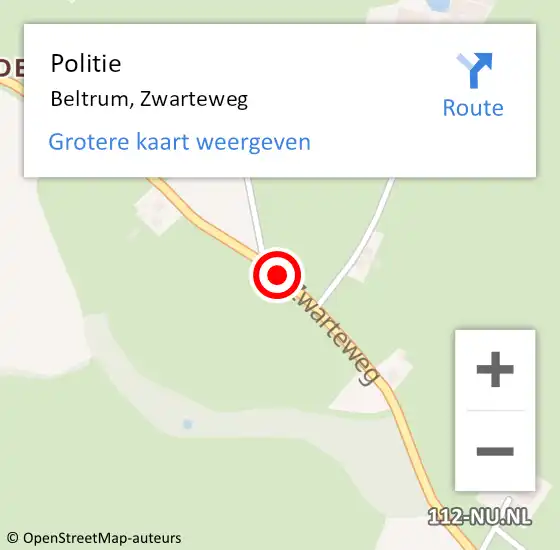 Locatie op kaart van de 112 melding: Politie Beltrum, Zwarteweg op 15 juni 2021 23:22