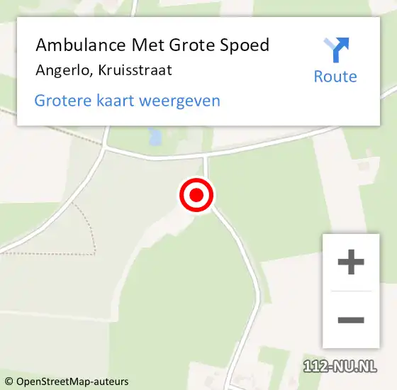 Locatie op kaart van de 112 melding: Ambulance Met Grote Spoed Naar Angerlo, Kruisstraat op 13 juni 2014 12:37