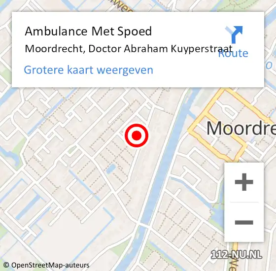 Locatie op kaart van de 112 melding: Ambulance Met Spoed Naar Moordrecht, Doctor Abraham Kuyperstraat op 15 juni 2021 23:38