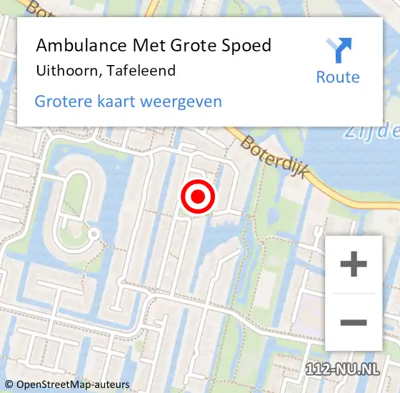 Locatie op kaart van de 112 melding: Ambulance Met Grote Spoed Naar Uithoorn, Tafeleend op 15 juni 2021 23:41