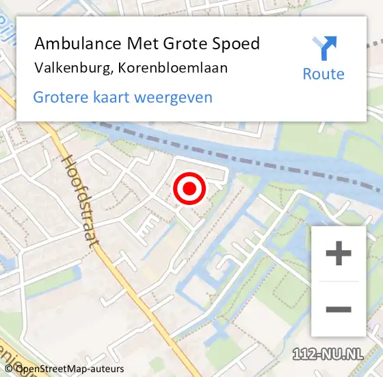 Locatie op kaart van de 112 melding: Ambulance Met Grote Spoed Naar Valkenburg, Korenbloemlaan op 15 juni 2021 23:52