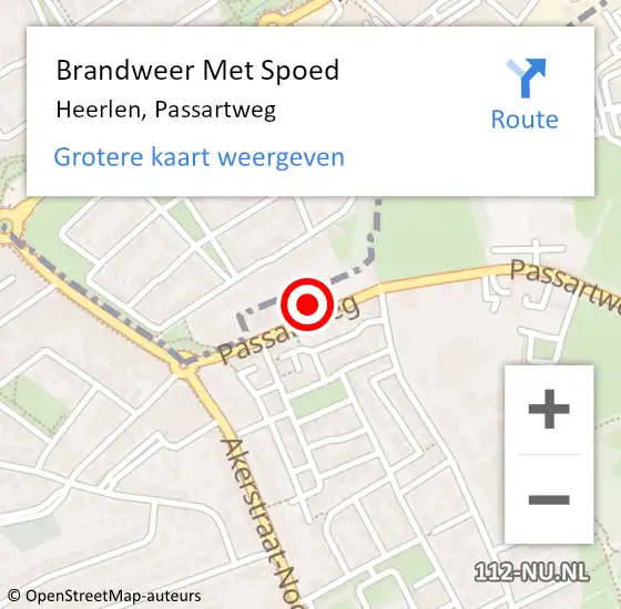 Locatie op kaart van de 112 melding: Brandweer Met Spoed Naar Heerlen, Passartweg op 16 juni 2021 00:09