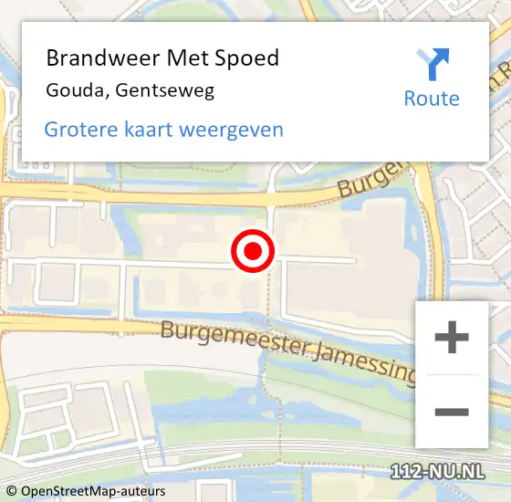 Locatie op kaart van de 112 melding: Brandweer Met Spoed Naar Gouda, Gentseweg op 16 juni 2021 00:19