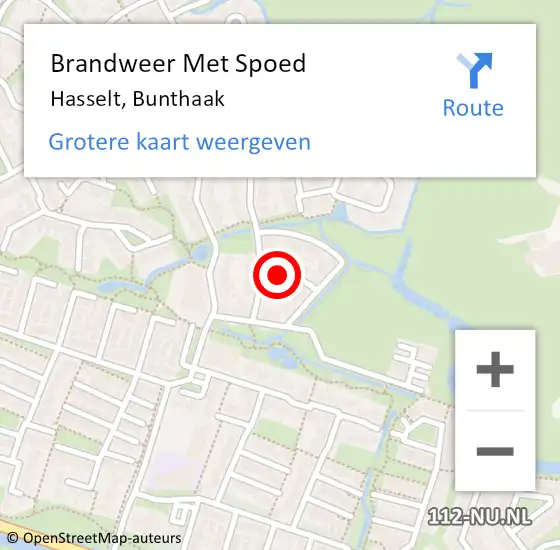 Locatie op kaart van de 112 melding: Brandweer Met Spoed Naar Hasselt, Bunthaak op 16 juni 2021 00:38