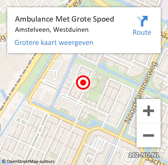 Locatie op kaart van de 112 melding: Ambulance Met Grote Spoed Naar Amstelveen, Westduinen op 16 juni 2021 01:15